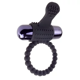 Vibrating Silicone Super Ring  Black