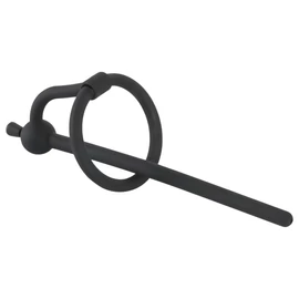 Penisplug - szilikon húgycső tágító és makkgyűrű (0,6mm) - fekete