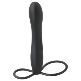 Fetish Double Trouble – here- és péniszgyűrű dildóval (fekete)