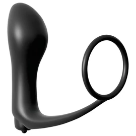 Analfantasy - ujj anál vibrátor péniszgyűrűvel (fekete)