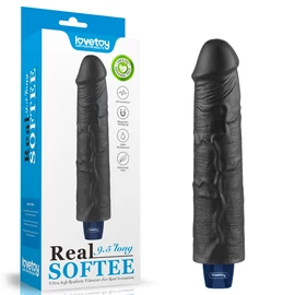 9.5&quot; REAL SOFTEE Rechargeable Vibrating Dildo(Black)
