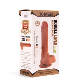 X-MEN 8.3 inch Double Layer Silicone Dildo Brown