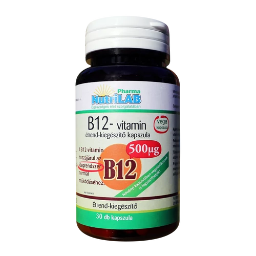 NutriLAB B12 vitamin vega kapszula 500 µg 30X