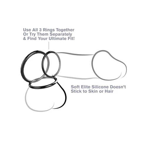 Silicone 3-Ring Stamina Set Black