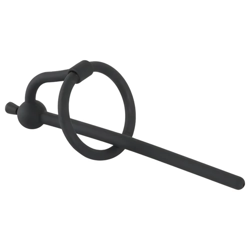 Penisplug - szilikon húgycső tágító és makkgyűrű (0,6mm) - fekete