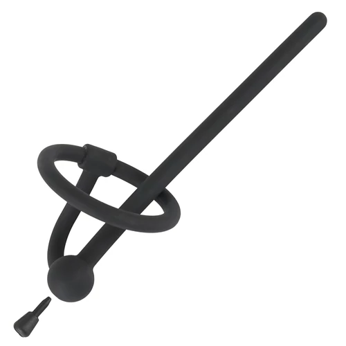 Penisplug - szilikon húgycső tágító és makkgyűrű (0,6mm) - fekete
