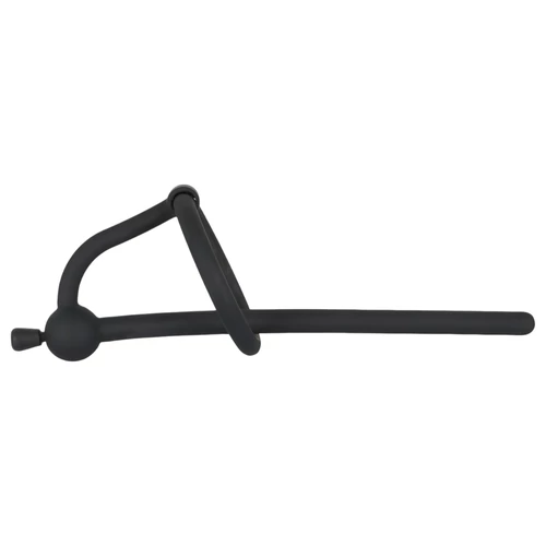 Penisplug - szilikon húgycső tágító és makkgyűrű (0,6mm) - fekete