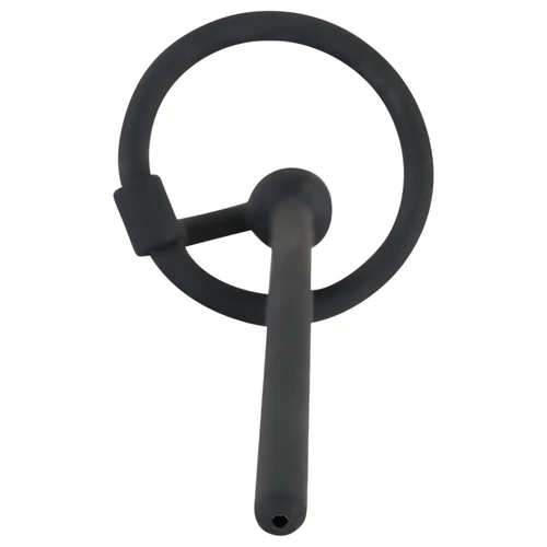 Penisplug - szilikon húgycső tágító és makkgyűrű (0,6mm) - fekete