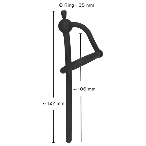 Penisplug - szilikon húgycső tágító és makkgyűrű (0,6mm) - fekete