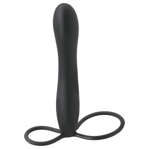 Fetish Double Trouble – here- és péniszgyűrű dildóval (fekete)