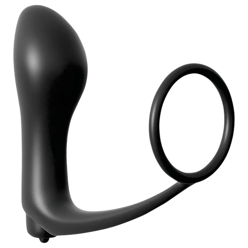 Analfantasy - ujj anál vibrátor péniszgyűrűvel (fekete)