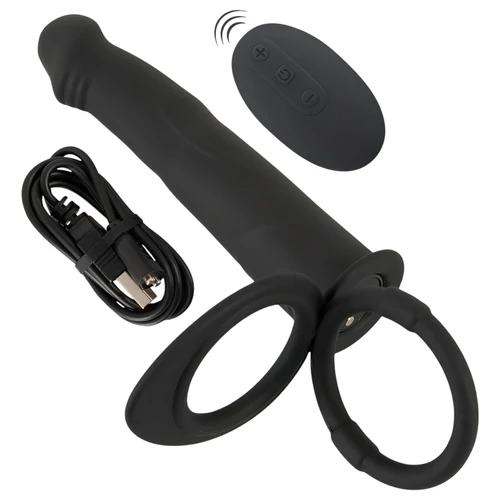 Black Velvet Double F - felcsatolható anál vibrátor (fekete)