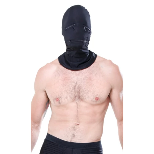 Zipper Face Hood  Black