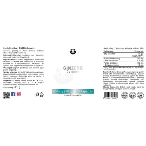 Panda Nutrition GINZENG Complex -100 db