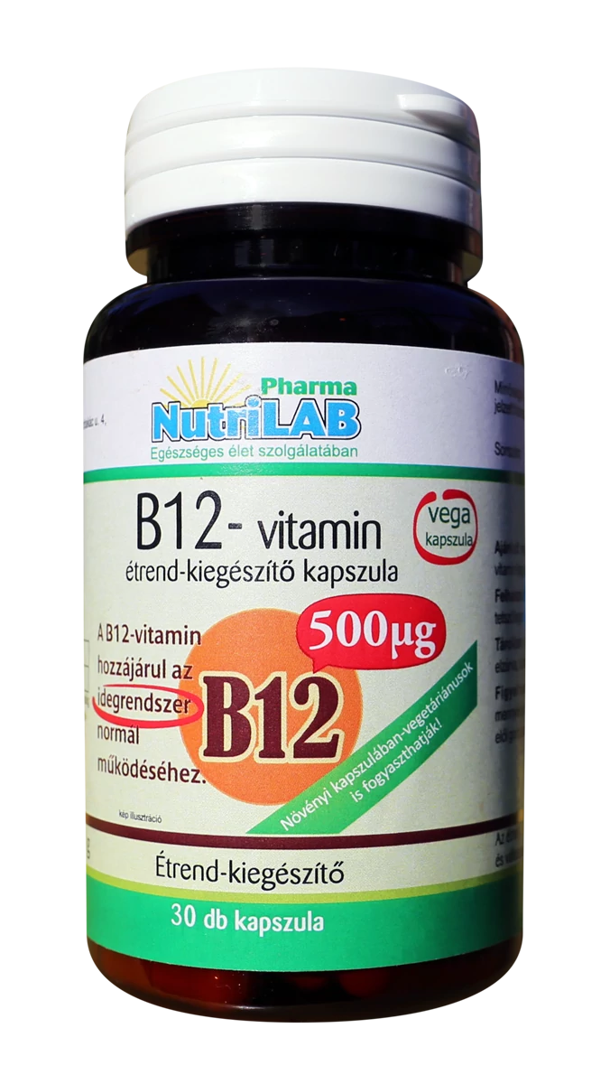 NutriLAB B12 vitamin vega kapszula 500 µg 30X